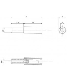 Netzgerätestecker; L:35mm; D:5.5mm; d:2.5mm, NES/J 250