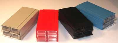 Allbox-Schubladensystem, blau, mit 4 Schubladen, 120 x 62 x 40 mm