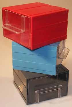 Allbox-Schubladensystem, rot, mit 1 Schublade, 120 x 124 x 80 mm