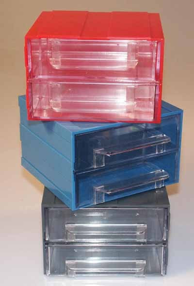 Allbox-Schubladensystem, blau, mit 2 Schubladen, 120 x 124 x 80 mm