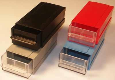  Allbox-Schubladensystem, rot, mit 1 Schublade, 120 x 62 x 40 mm  