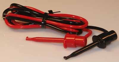Messleitung, IC-Clips mit angelötetem Kabel, 90cm, rot-schwarz