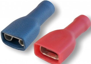 Flachsteckhülse 6.3 x 0.8 mm, mit vollisolierter Hülse, Messing verzinnt, blau