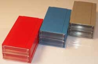 Allbox-Schubladensystem, rot, mit 2 Schubladen, 120 x 62 x 40 mm