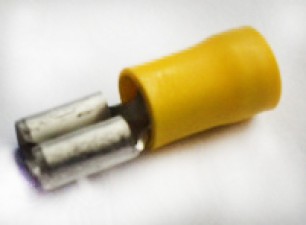 Flachsteckhülse 6.3 x 0.8 mm, mit Isolierhülse, Messing verzinnt, gelb
