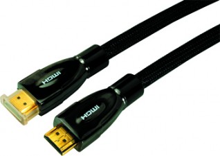 HDMI auf HDMI mit schwarzem Metallgehäuse, Ø 7.2 mm, 1 Meter