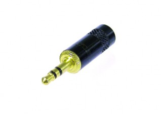 3.5 mm Klinkenstecker, 3-polig, schwarzes Metallgehäuse, vergoldete Kontakte
